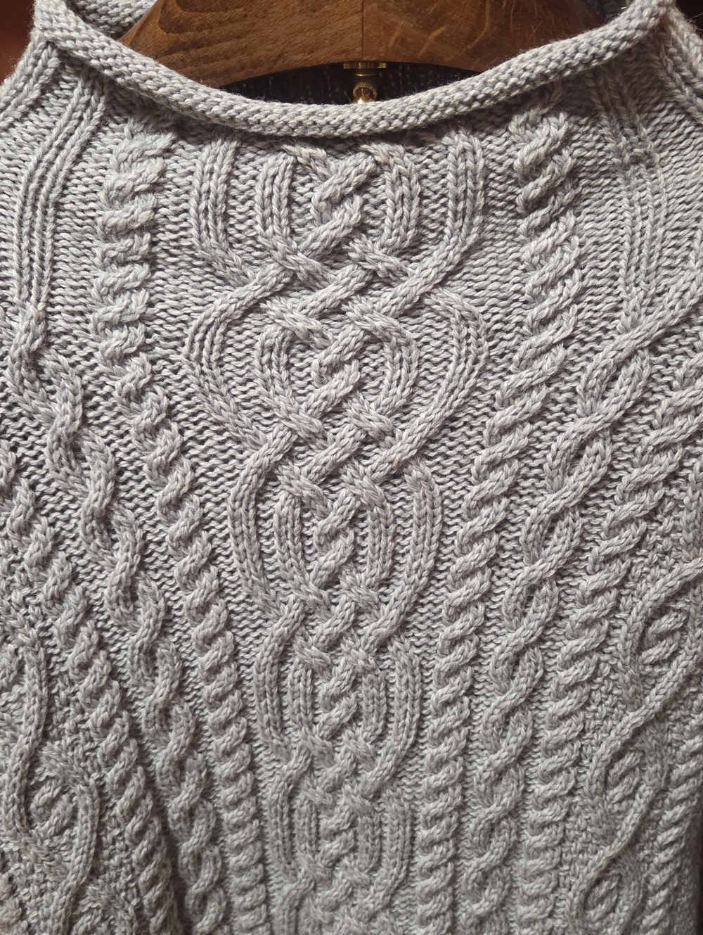 Aran Mor Irish Rollneck Cable Knit Tunic Gray Sweater Size Large - Picture 3 of 5